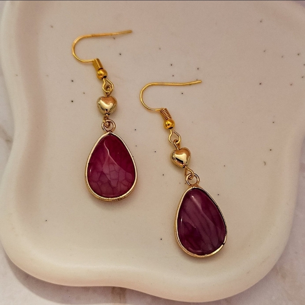 Natural Agate Drop Earrings